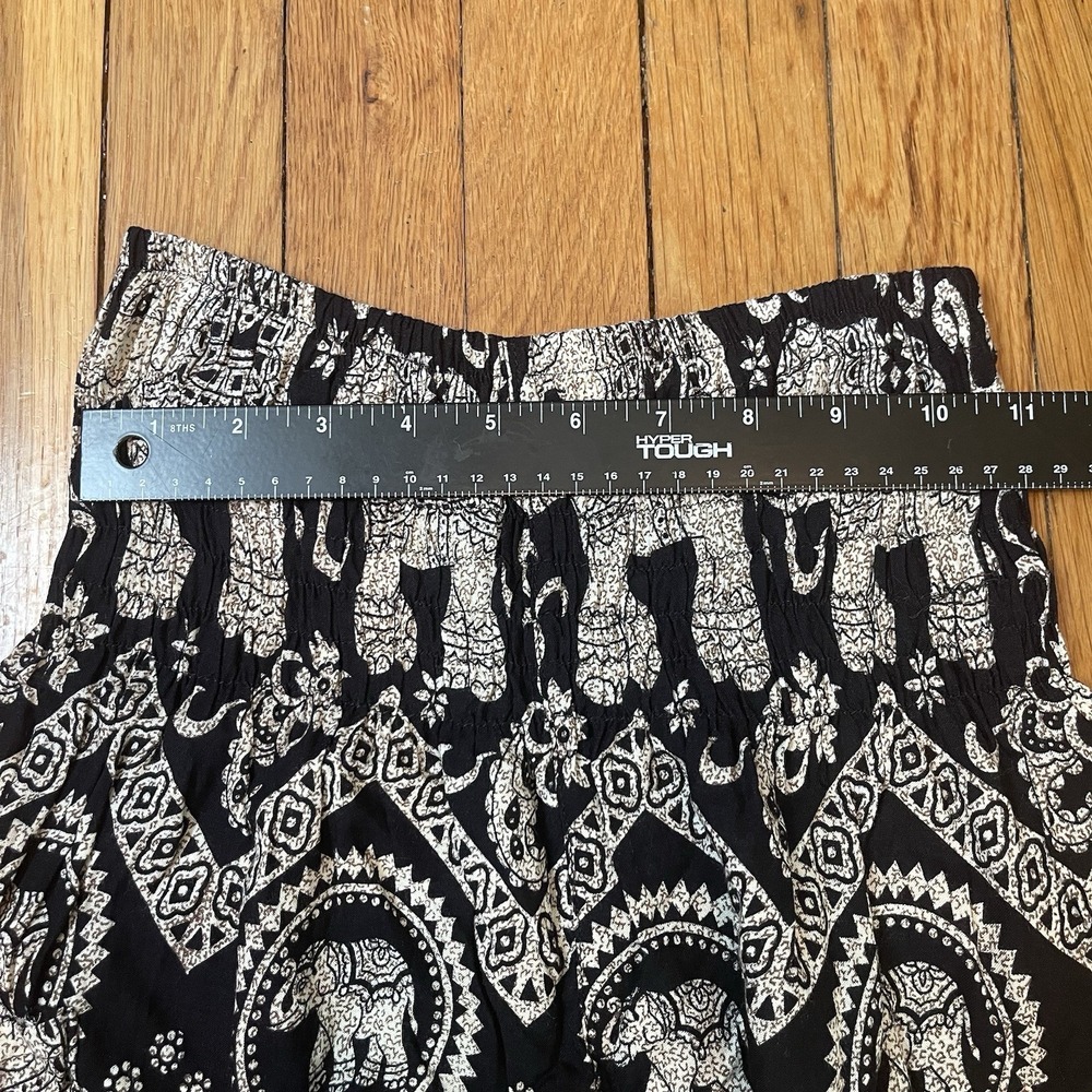 Womens Small Bohemian Harem Pants Black White Elephant Festival Yoga Hippie - Picture 5 of 7